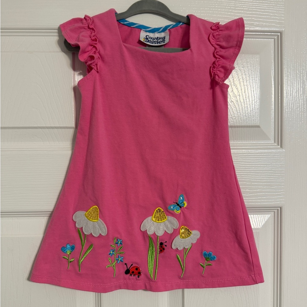 Counting Daisies Embroidered Appliqué Dress